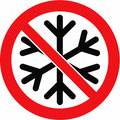 Ikke frostbestandig (snefnug) + symbol (rød)